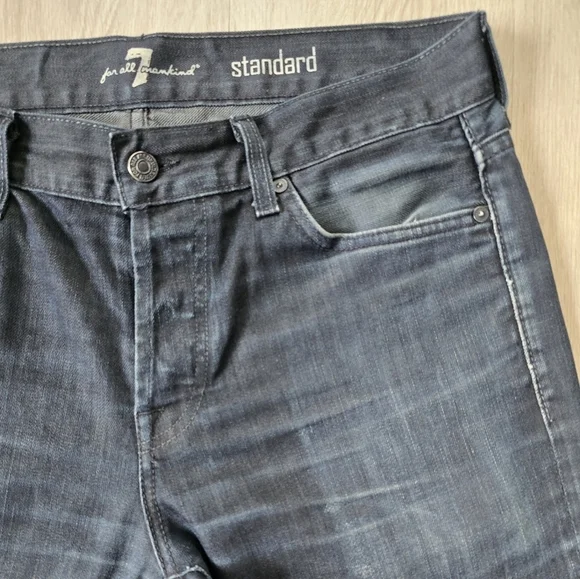 7 for Mankind | Standard dark indigo wash button-fly straight leg jeans MENS 32 - Picture 5 of 12